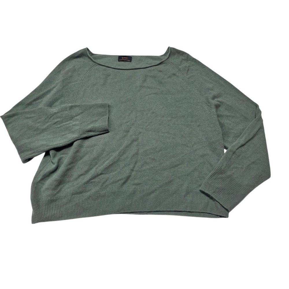 Quince Sweater Womens Large Green Cashmere Raglan Boat Neck Pullover 7493 8.0